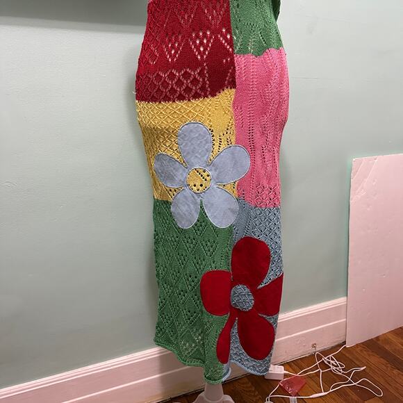 dELiA*s x Dolls Kill Daisy Dreams Crochet Patchwork Maxi Dress Y2K Small - Picture 8 of 9